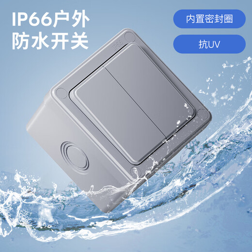 International electrician outdoor waterproof switch IP66 outdoor waterproof box surface-mounted rainstorm light power supply dual control protection one-on switch