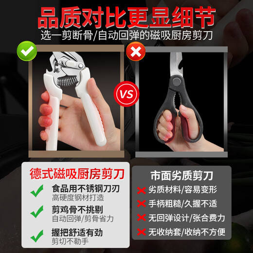 创木工房 剪刀厨房剪刀强力鸡骨剪家用剪鸡鸭鹅骨头专用大号食物剪食品级 北欧白省力鸡骨剪+开瓶盖剪套