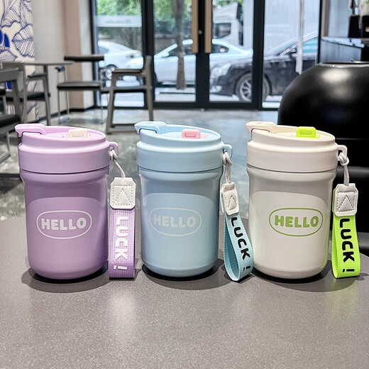 GROOT高颜值316不锈钢咖啡保温杯学生水杯大容量吸管杯子礼品定制logo 月光白 500ml