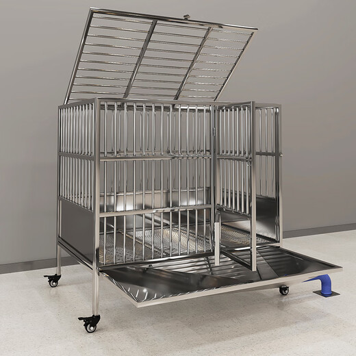 HKML Stainless Steel Dog Cage Large Dog Cage Medium Dog Cage with Toilet Separate Flush Funnel Tray Small Dog Kennel Full Tube Style - Length 80* Width 50* Height 75cm Stainless Steel 202 Hollow Round Tube Cage + Skylight + Funnel Tray - Dog Bowl Included