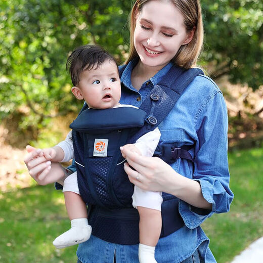 egobaby婴儿背带前后两用二狗背带娃娃新款透气抱娃神器解放双手 【适用0 breeze【纯棉-透气款】珍珠灰