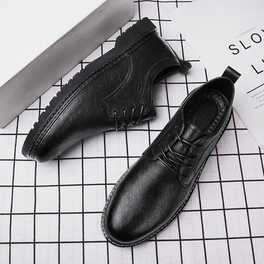 Lwok neue Lederschuhe Herren trendige Herrenschuhe Casual Shoes Fashion Business Schuhe Britisch -formale Schuhe koreanische Lederschuhe 9920 Schwarz (vier Jahreszeiten) 39