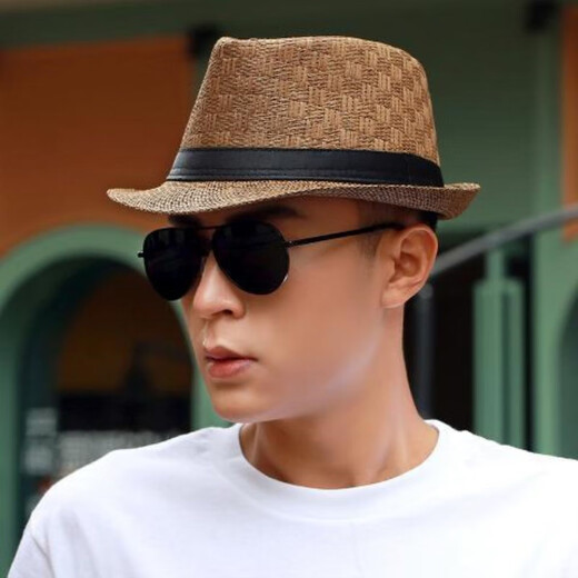 Bisi sheep hat men's sun hat summer outdoor sun hat casual fashion hat travel straw hat seaside beach hat brown one size 55-58cm20
