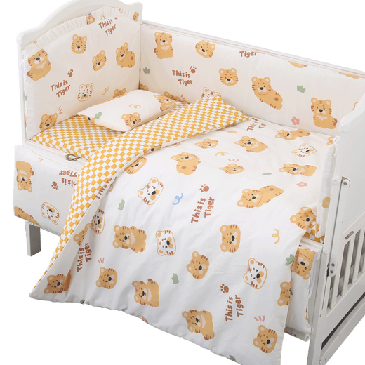 Shiai pure cotton crib bumper anti-collision soft bag custom-made Mengmenglong six-piece set 111*63