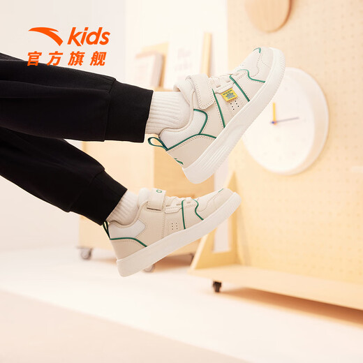 Anta children's shoes for men and women children's sports shoes for spring and summer 2024 breathable Velcro versatile low-top casual shoes gray/stone green/white 9902-1 children 28/17.5cm