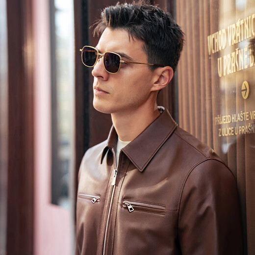 布先生轻柔真皮皮衣男翻领夹克男士外套2025冬季新款百搭男装BT16986 钢琴黑 XL (180)