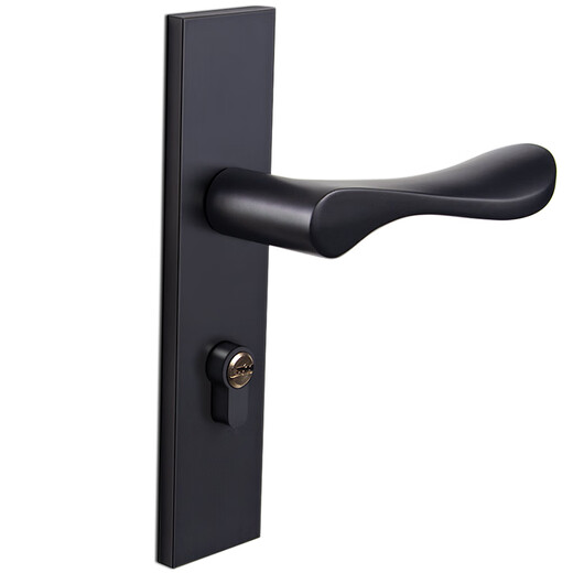 Huili custom door lock indoor bedroom household universal door lock silent magnetic door lock wooden door handle split lock N black double tongue lock body 35-50mm universal type with key