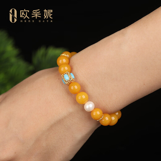 OUCERNY beeswax bead bracelet natural amber Buddha beads beeswax pearl diy multi-treasure bracelet Chinese Valentine's Day gift