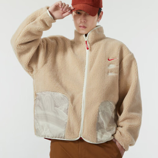 耐克（NIKE）外套男装2025夏季新款运动服摇粒绒保暖舒适立领夹克FZ6194-126 FZ6194-126浅卡其新年款 XL