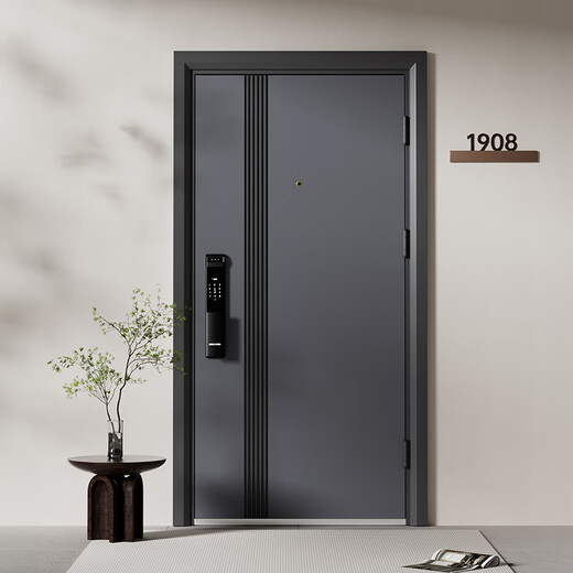 OUDILE thickened Class A security door entrance door + anti-plitting and explosion-proof safety door mother door + smart door lock fingerprint lock Technology cloud lock 1970/2050*960/860 Single door raised door lintel