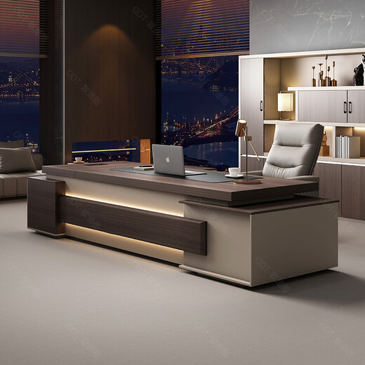 OUDITU boss desk and chair combination manager desk president desk supervisor desk simple modern office furniture executive desk set 3.4 meters double side cabinet + boss chair + 8 door bookcase