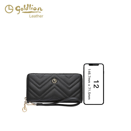 金利来（Goldlion）长款女士钱包2024新款时尚拉链手拿包多卡位大容量零钱包潮 黑色