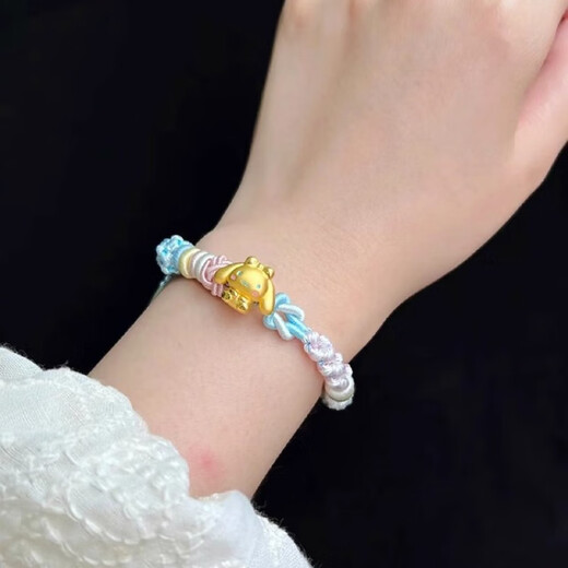 Bindao G18k gold bracelet for women 999 gold covered with silver and cinnamon dog light luxury and elegant braided rope as a birthday gift for girlfriend
