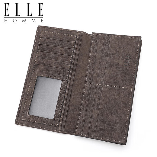 Billetera larga de los hombres de Elle Homme, clip de boletos multifunción de capas superior, estilo horizontal de moda 01612 regalo de cumpleaños