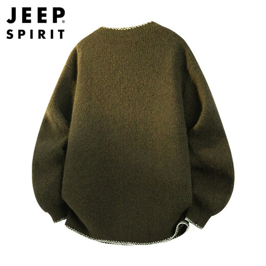 JEEP SPIRIT Jeep American style lazy style sweater men's autumn and winter Henry collar casual sweater jacket dark army green XL