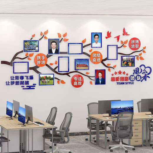 员工风采展示照片墙公告宣传栏办公室励志标语公司企业团队文化墙 3879 A 超大