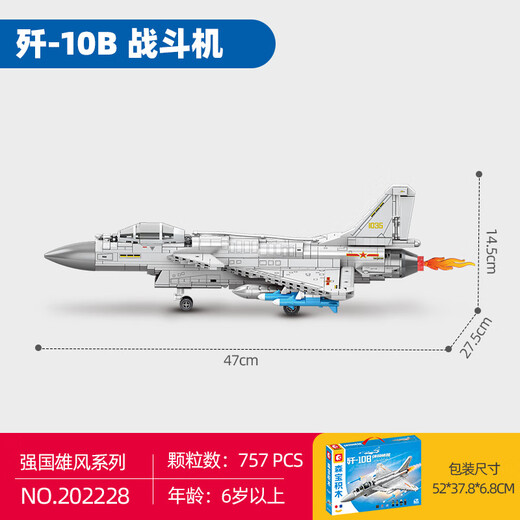 
Senbao Building Blocks Aircraft Carrier Building Blocks Shandong Destroyer Helicopter Fighter Military Model Assembly Boy Children's Toys J-10B-Fighter [757 Particles]