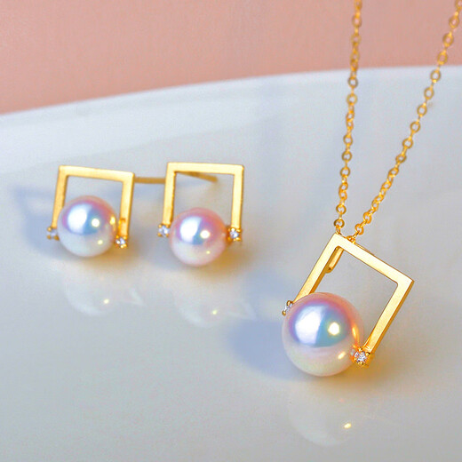 DRJEFUN Japanese akoya freshwater pearl pendant 18K gold heavenly grade extremely bright sea pearl necklace round 8-8.5MM 18K gold heavenly grade 8-8.5mm