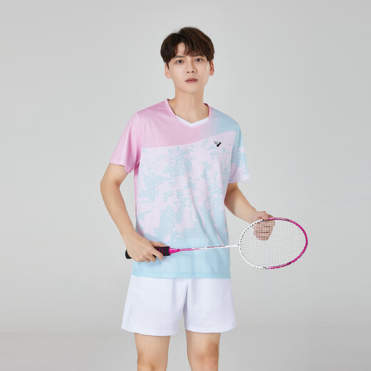 Nom de la ville Badminton Uniform Suit Men et femmes maillots à séchage à séchage Tennis de sport Volleyball Table Tennis Couple Concours Training Team Uniforme Custom 3923A Men's Pink + 3638 Pantalon blanc XL Taille