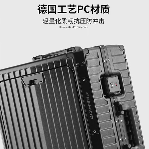 
Yixuan front open cover aluminum frame suitcase for men's business can board the plane multi-functional small check-in trolley case Business gray (aluminum alloy frame + double enclosed inner lining) 20-inch [USB+ cup holder + side hook + bracket]