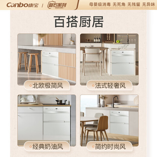 Canbo 120L Panshi PRO three-layer stainless steel disinfection cabinet embedded household mother and baby two-star hot air massive disinfection cupboard national subsidy XDZ120-V6 white