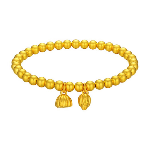 Muqin ancient method inheritance bracelet gold solid 9999 Two Worlds Huan lotus pod imitation 24K gold transfer bead jewelry will not fall off Two Worlds Huan Bracelet One Size