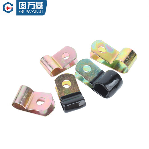 Guwanji iron galvanized single tube clamp Q686F4 dip plastic R-type spring oil pipe clamp line card fixing wire metal clip iron color zinc-D12 (10 pieces)
