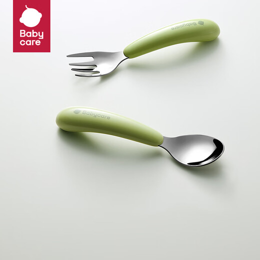 babycare baby spoon children's tableware fork spoon baby eating spoon stainless steel scraper spoon puree spoon Yuanli Qing