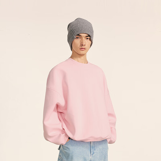 Sketch Vêtements pour hommes 2025 Printemps et d'été Nouveau cou rond Couleur de couleur solide Pullage à manches longues Silhouette lâche 9p1414970 687 Rose clair M M
