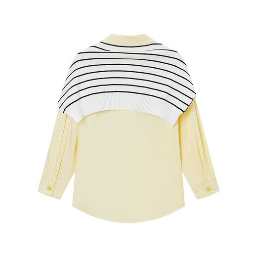 MQD autumn striped shawl comfortable casual lapel shirt 235340104 yellow polish 130cm