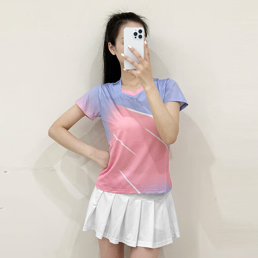 DUBLS新款羽毛球服男女短袖速干衣运动套装透气比赛训练服队服定制印号 G701B女白色+303黑裙裤 L
