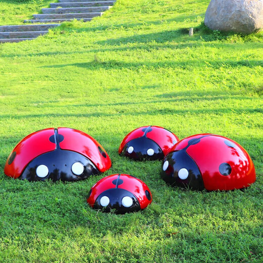 Fuya Art Simulation Seven-Star Ladybug Large Ornament Beetle Sculpture Outdoor Garden Landscape Sketch Park Garden Lawn Decoration 80cm Diameter Red