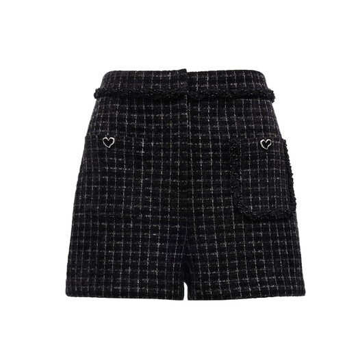 VEROMODA Shorts Autumn New Small Fragrance Style Beaded Weaving Splicing Waist Shorts 3011 Black M 165/68A
