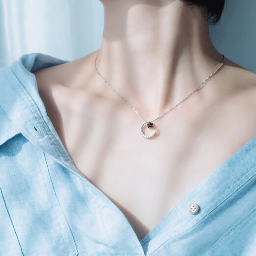 MZMZ platinum necklace for women pt950 platinum star and moon fashion pendant Valentine's Day birthday gift for girlfriend and wife noble-Pride the star and step on the moon necklace for women