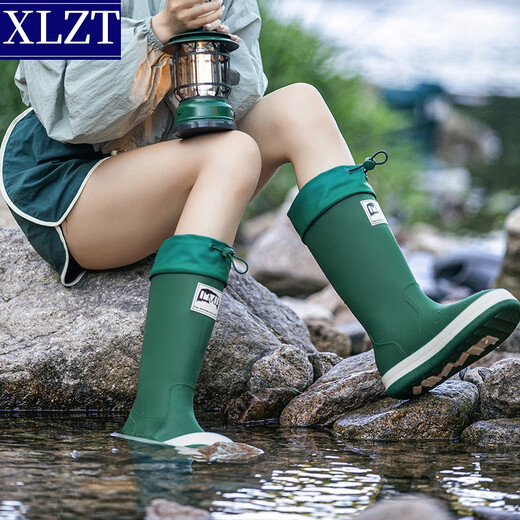 XLZT Mode japanische und koreanische hohe Röhrchenpaar Regenschuhe im Freien vielseitige wasserdichte Schuhe der Frauen wasserdichte Körperschwanzschuhe Schwarz 38 (240 mm)