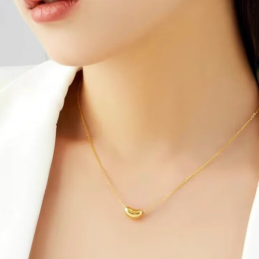 Fat Donglai's same style Acacia 18K gold necklace gold women's 999 gold 18K gold clavicle chain Gold Acacia pendant + 18K gold necklace 0.53g