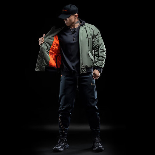 Monster Guardians flight jacket men's autumn and winter trendy contrasting color baseball uniform casual all-match sports jacket military green L