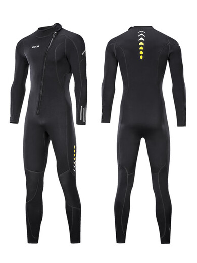 1.5/3MM one-piece wetsuit, warm sea swimsuit, paddleboard, windsurfing, motorboat rescue, cold-proof wetsuit, 3MM black men's front zipper + knee wear-resistant 4XL