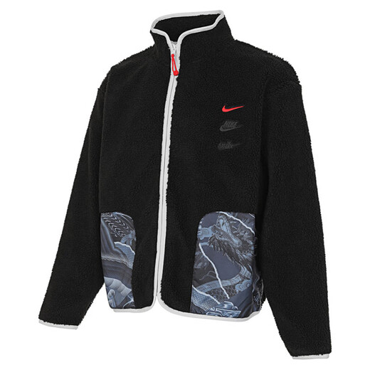 Nike (Nike) Site officiel Ship Store Men's Summer Fleecece Windproofing Warm Casual Wear Using Loose Stand Collar Veste Sportswear FZ6194-010 Black New Year Model 2xl (185 / 100A)