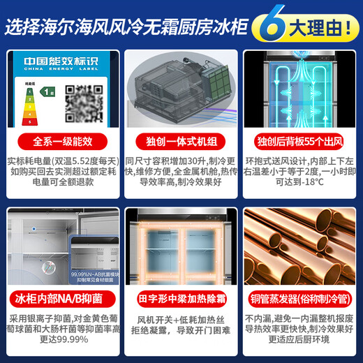 Haier Commercial Refrigerator Four Door Freezer Large Capacity Stainless Steel Upright Refrigerator Fresh Cabinet Freezer Quick Freezer Kitchen Hotel Back Kitchen High Refrigerator Luxurious Sea Breeze Model Air Cooled Frost-Free First Class Energy Efficiency Four Doors Full Freezer 856 Liters