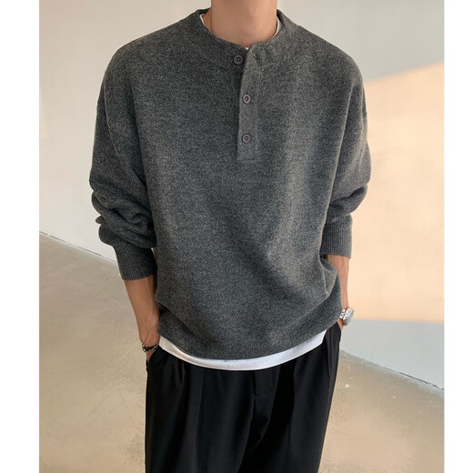 Zhiwei cleanfit Henry collar sweater men's autumn and winter warm sweater men's inner long-sleeved base sweater floral gray XL recommended 126-140Jin Jin equals 0.5 kg