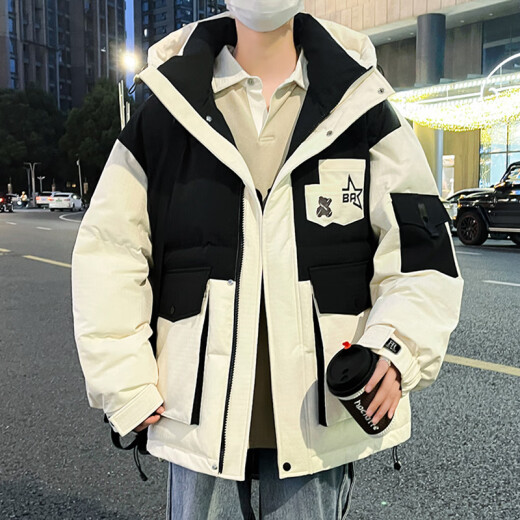 觅旋新款12-18岁男孩初中生高中生青少年棉衣外套13初高中学生15帅气 6198黑色 XL 建议(120-140斤左右)