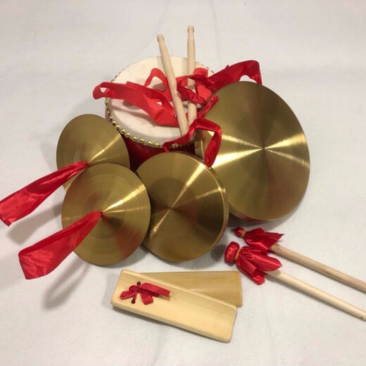 Ouyin Three-Sentence Half Props Set Large Midfielder Children's Performance Gong Drums, Cymbals, Gong Gong Gong Gong Gong Gong Gong Gong Gong Gong Gong Gong Gong Gong Gong Gong Complete Set of Musical Instruments 23cm Drum + 19 Rubber + 24 Cymbals + 32 Gong Adult Model