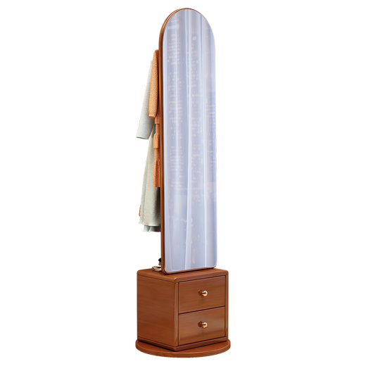 
Yuemingting solid wood multi-functional coat rack floor-standing full-body mirror storage dressing mirror movable rotatable fitting mirror combination walnut color
