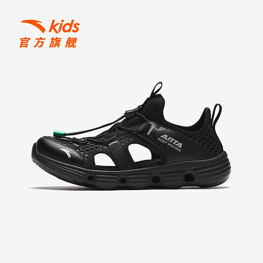 Anta children's sandals, men's and women's shoes, 2025 summer breathable Baotou physical education class student sports frame river-tracing shoes, boys, classic black-1, size 37