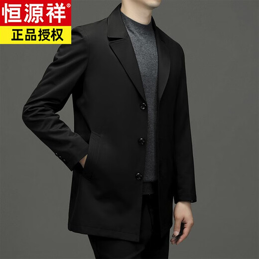 Hengyuanxiang 2024 Autumn New Windbreaker Men's Mid-Length Casual Suit Collar Thin Jacket Spring and Autumn Men's Top Khaki 3XL