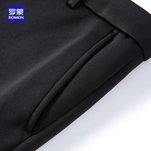 Luo Meng plus velvet thickened anti-wrinkle iron-free trousers men's elastic overalls business suit trousers straight-leg dad casual trousers