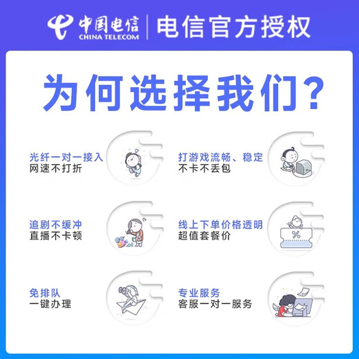 China Telecom Chongqing Telecom Мобильный высокоскоростный волоконно-оптический телеком Китай Unicom Широкополосная установка Низкая цена Chongqing Telecom Одно широкополосный пакет 500 м = 1390 юаней