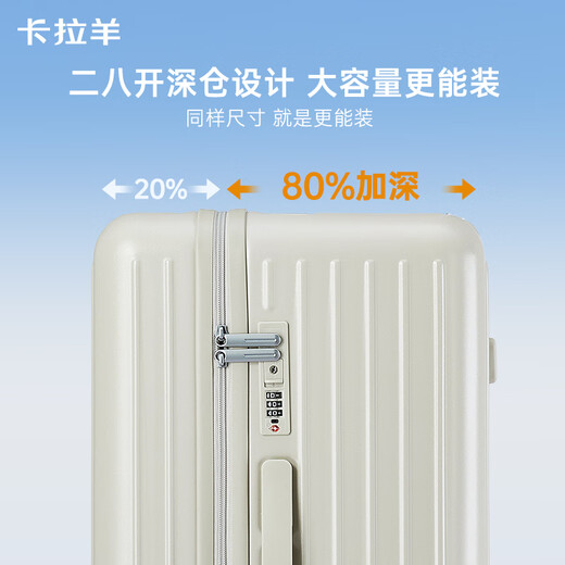 Чемодан Kara Sheep 20-дюймовый чемодан на колесиках большой вместимости для мужчин и женщин, посадка в облако, чемодан с кубиком Рубика CX8119 нефритовый белый