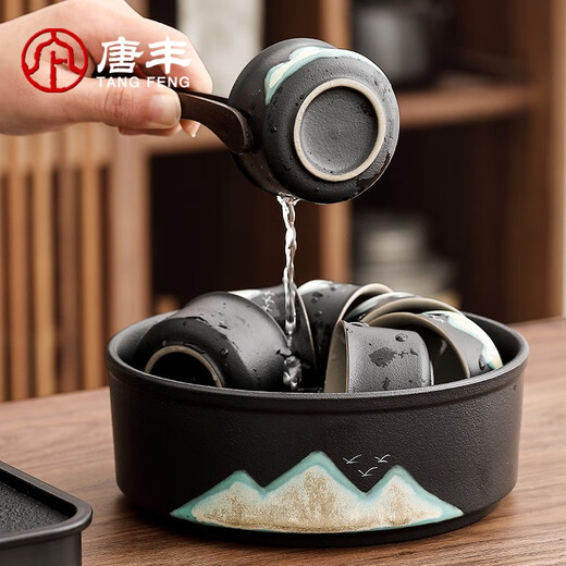 Tang Feng Tang Feng (Tangfeng) Tang Feng Black Pottery Kung Fu Tea Table de thé un ensemble complet de nouveaux petits ensembles de tendances nationales japonaises